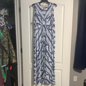Ruby Rd. Navy and White Patterned Maxi Dress